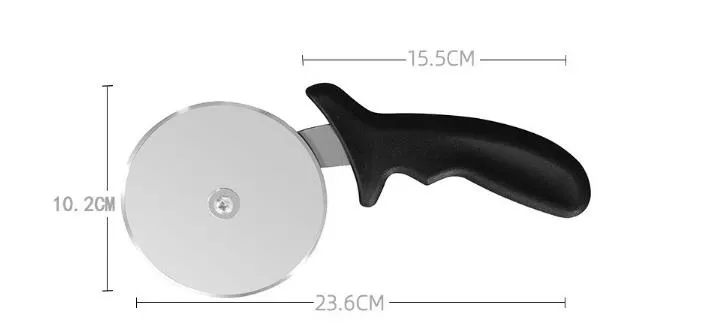 Round Metal Pizza Peel with PP Handle and Pizza Cutter Wheel & Pizza Shovel for Serving Food