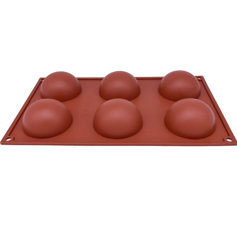 Source Factory Custom 6 Semicircle Silicone Cake Mould 6 Hole Pudding Mould Baking Mould Hemisphere Chocolate Mould High Temperature Resistance