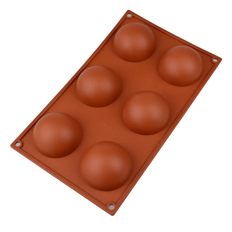 Source Factory Custom 6 Semicircle Silicone Cake Mould 6 Hole Pudding Mould Baking Mould Hemisphere Chocolate Mould High Temperature Resistance