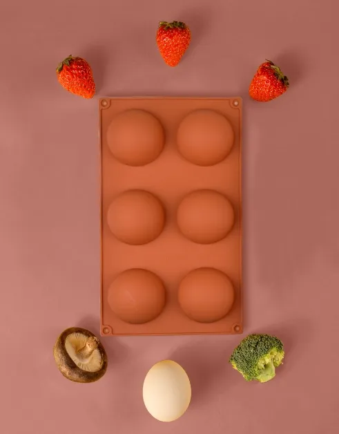 Source Factory Custom 6 Semicircle Silicone Cake Mould 6 Hole Pudding Mould Baking Mould Hemisphere Chocolate Mould High Temperature Resistance