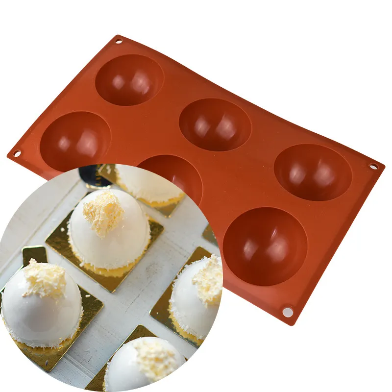 Source Factory Custom 6 Semicircle Silicone Cake Mould 6 Hole Pudding Mould Baking Mould Hemisphere Chocolate Mould High Temperature Resistance