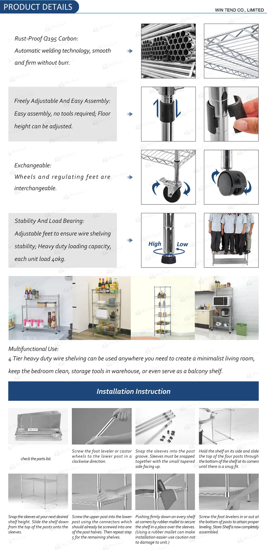 Super Low Price Adjustable Mini Kitchen Wire Shelving Rack for Hotel