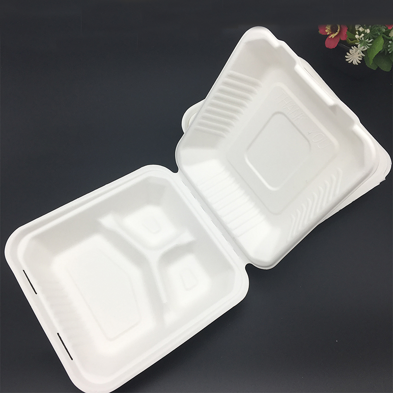 Take Away Biodegradable Sugarcane Bagasse Clam Shell Box