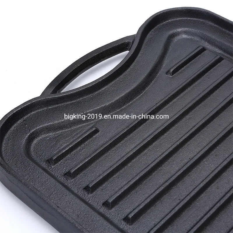 Two Burner Griddle Double Sided Plate Cast Iron Stove Top Grill Reversible Pan