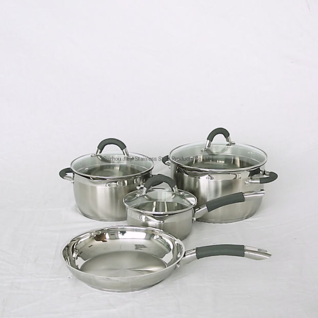 Visible Flat Glass Lids Stainless Steel Pot SUS304 Cookware Sets Food Casserole Camping Pot Cookware