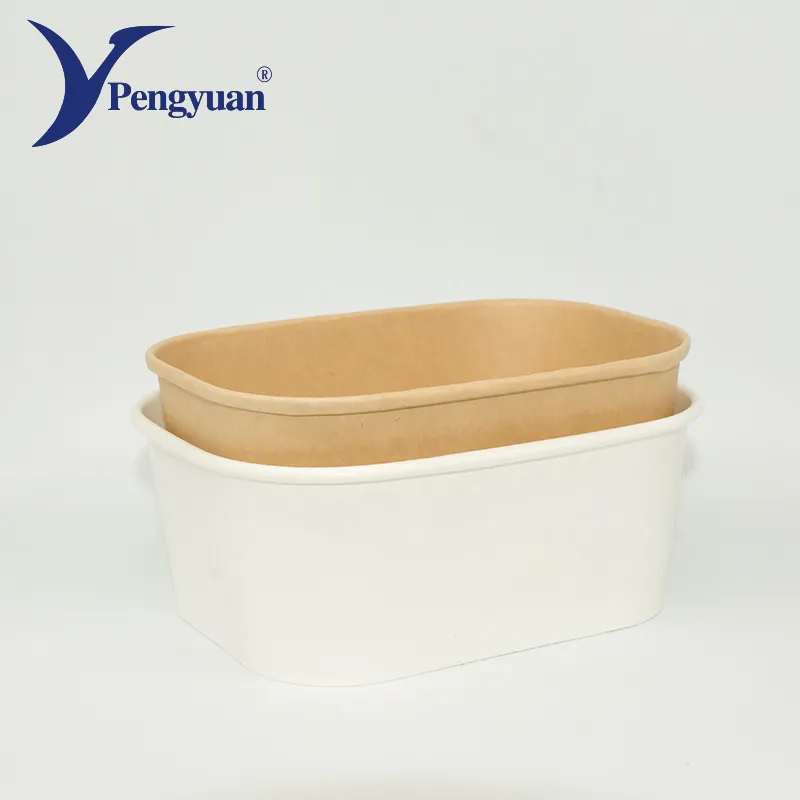 White Brown Kraft Paper Food Container Disposable Kraft Paper Container