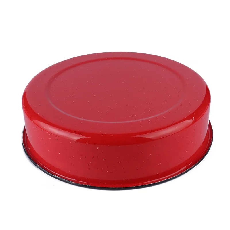 White Round Rolled Rim Metal Cake Mould Enamel Bakeware Carbon Steel Cake Pan