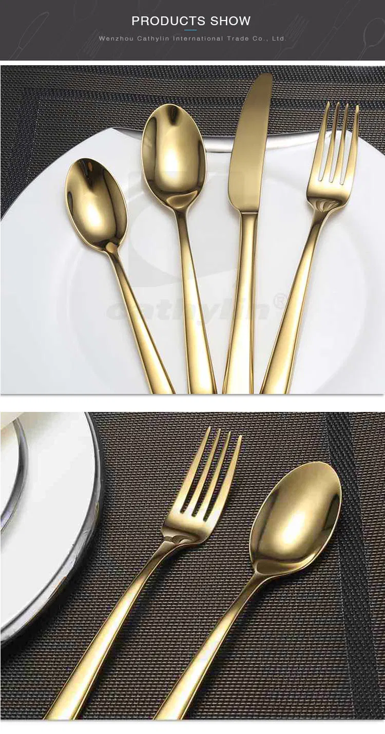 Wholesale Eco-Friendly Fashion Gold Plated Stainless Steel Flatware
