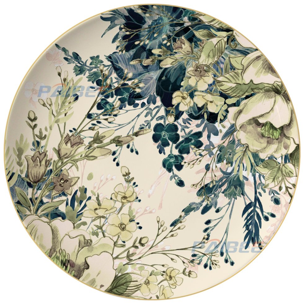 Wholesale Elegant Fine Bone China Wedding Ceramic Platter with Gold Rim