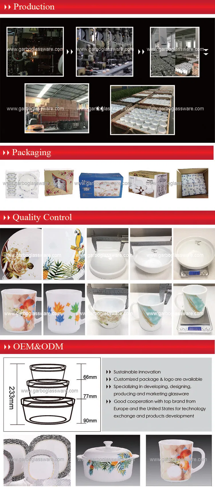 Wholesale Home Hotel Use OEM White Opal Glass Dinnerware Set with Customized Decal Designs