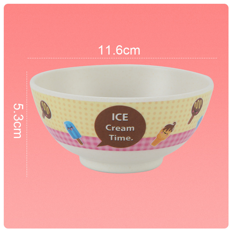 Wholesale Retail Kids Dinner Plate Spoon Lunch Bamboo Fiber Tableware Suit Kindergarten Home