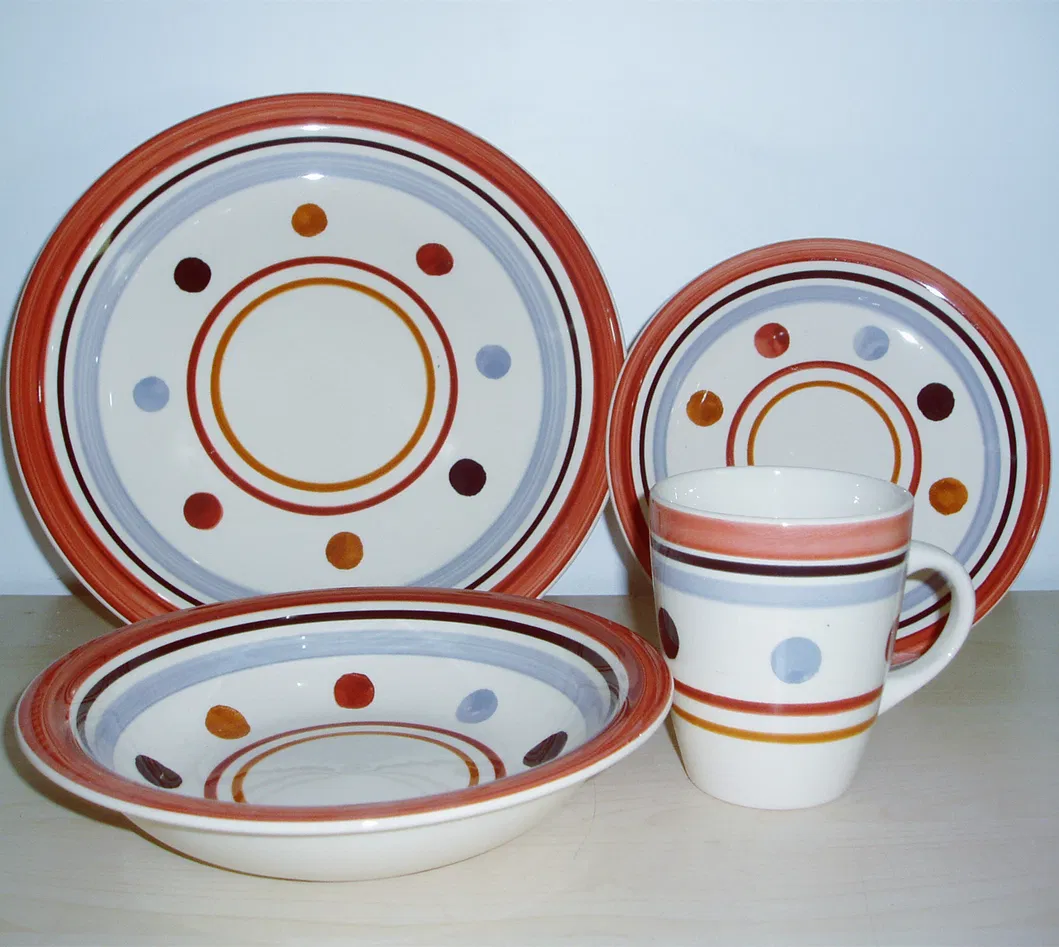 Wholesale Stoneware Ceramic Dinner Set Hand Painted 16PC Tableware
